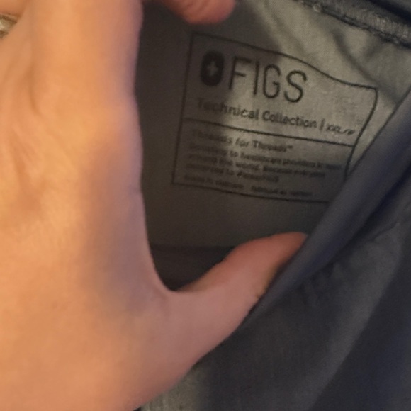 Gray Scrub Pants with Teal Drawstring - Picture 3 of 5